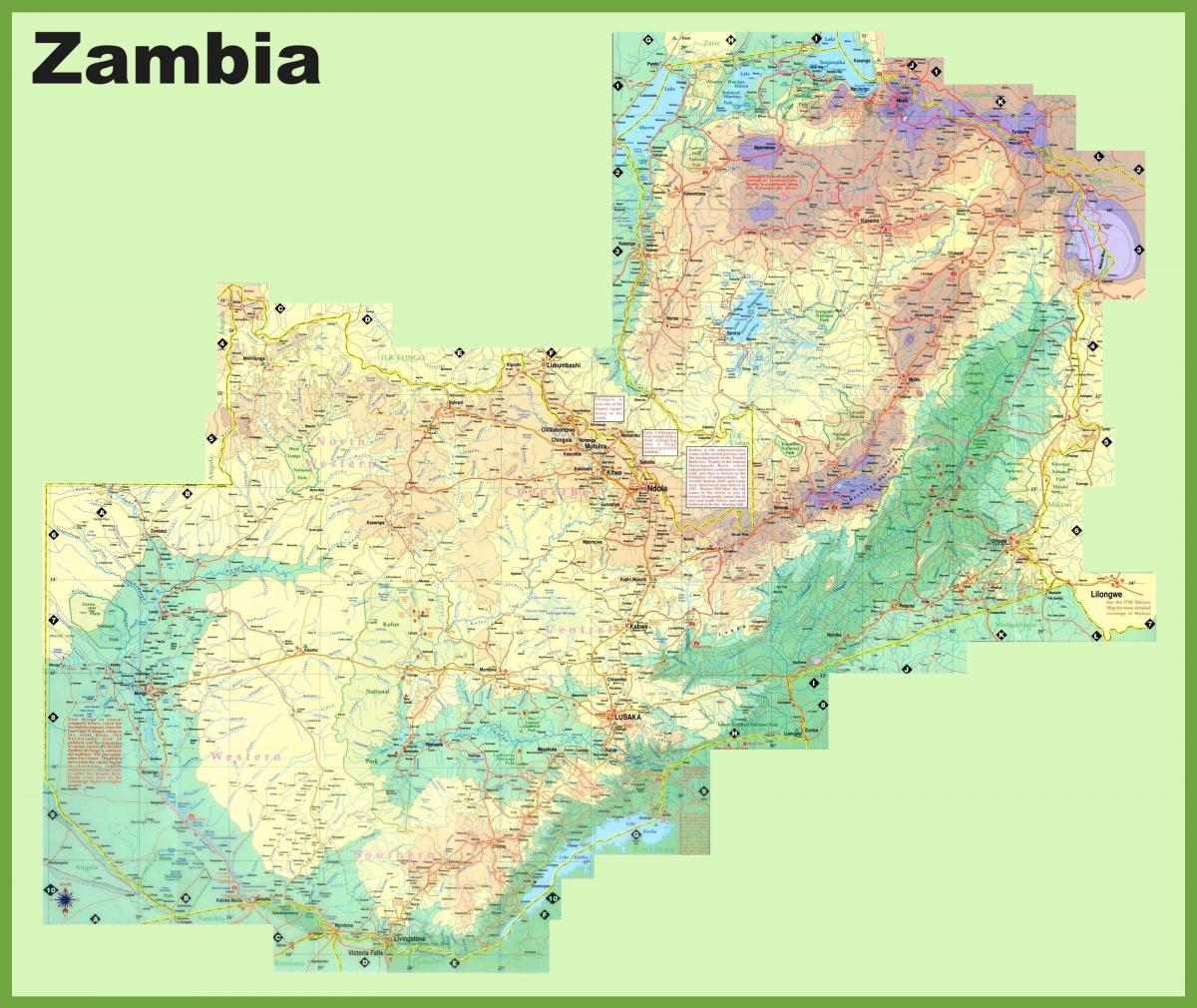 harta Zambia arată toate orasele